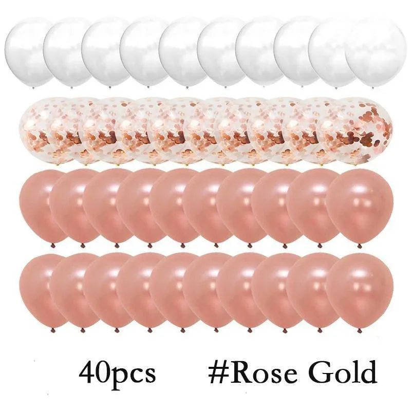 40Pcs/Set 12inch Mix Blue Rose Gold Confetti Latex Balloon For Birthday Baby Shower Wedding Balloons Party Decorations