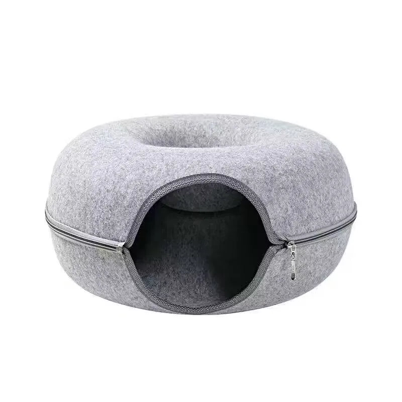 All Funny Donut Cat Bed Interactive Tunnel Pet Felt Indoor Toys Cats House Kitten Training Toy Cat Kennel Pets Supplies