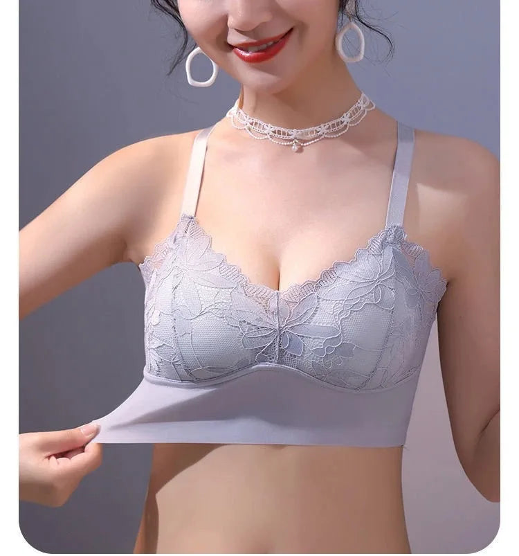 3pcs Ice Silk Seamless Lace Bra No Steel Ring Comfortable Large Size Bra vest bra Gather Anti Sagging Underwear