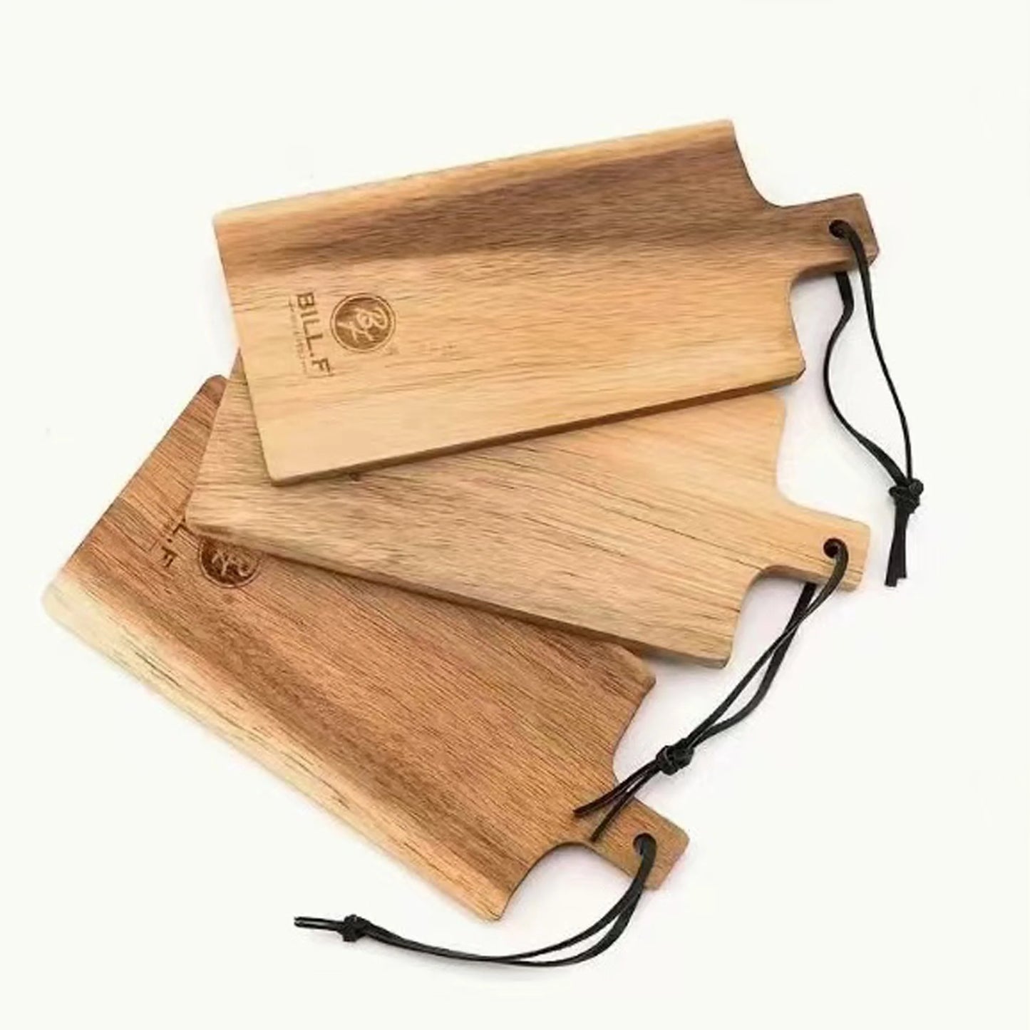 3-piece set of mini lovewood cutting board, wooden meat platter, paddle shaped cheese board, supply board