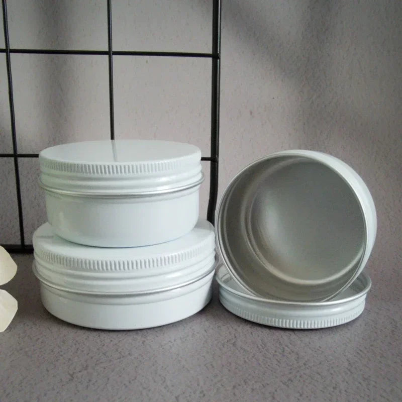 5/10/15/20/30/50/60/80/110/150g Aluminum Box Empty Lids Tin Cans Round Metal Ceam Jar Cosmetic Containers White Bottle Wholesale