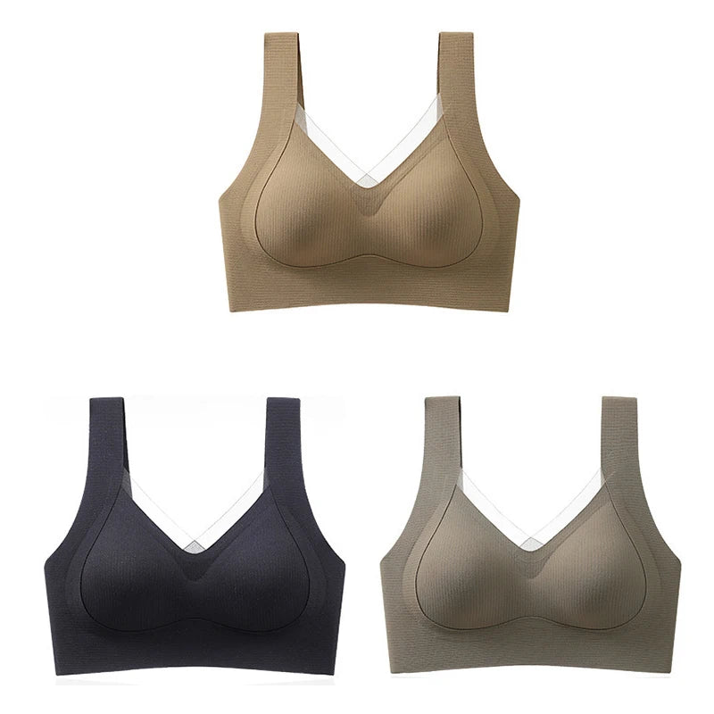 3pcs Women's Bra Breathable Gather Together No Trace Bra No Steel Ring Comfortable Large Size Underwear Vest Sport Bralette