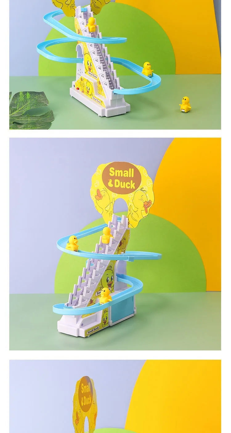 Audible and Visual Little Duck Climbing Stairs, CHILDREN'S Electric Track, Music Little Yellow Duck Sliding Slide