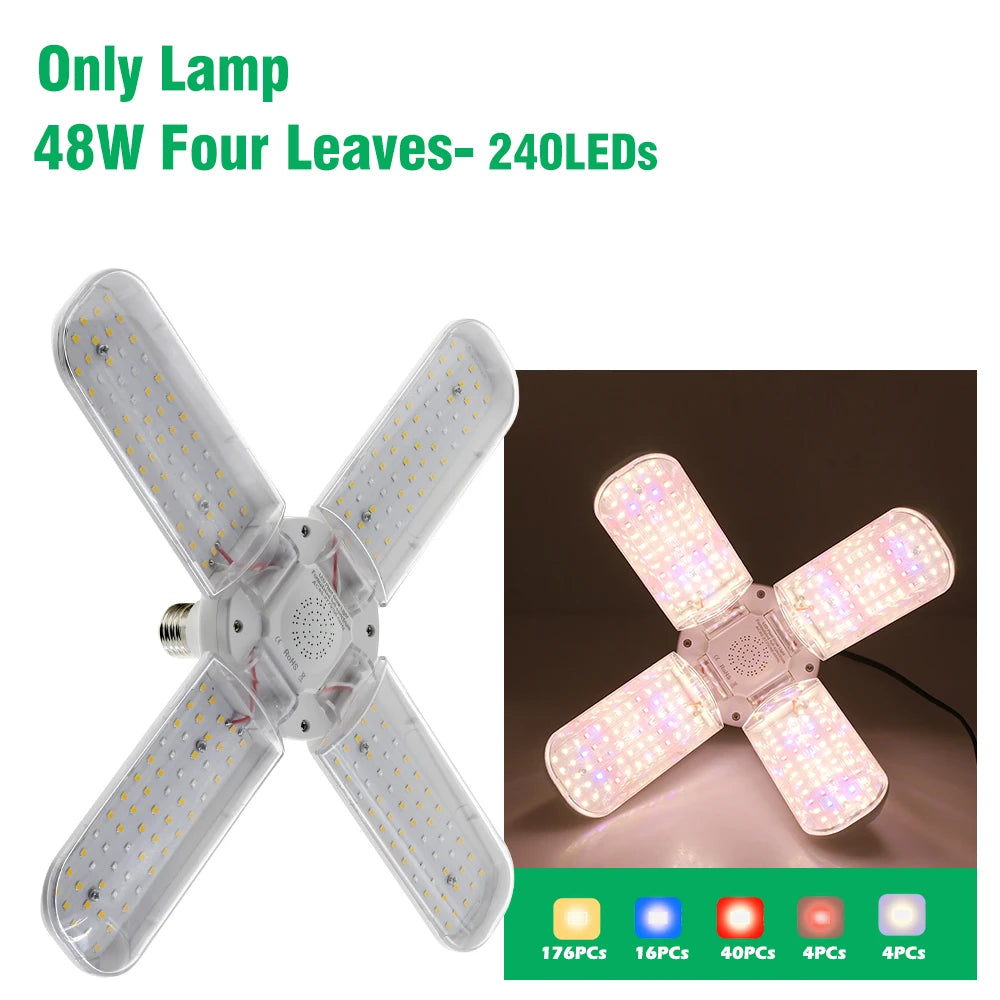 24W 36W 48W Foldable LED Grow Light Full Spectrum E27 Plant Growing Light Phytolamp Bulb For Indoor Plants Flower Seedling