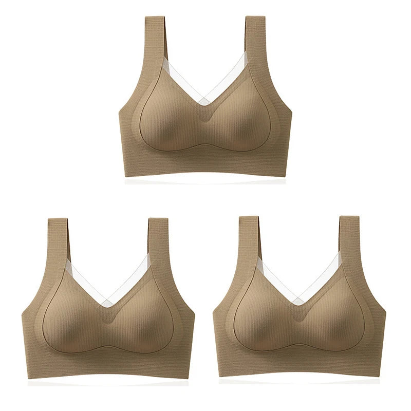 3pcs Women's Bra Breathable Gather Together No Trace Bra No Steel Ring Comfortable Large Size Underwear Vest Sport Bralette