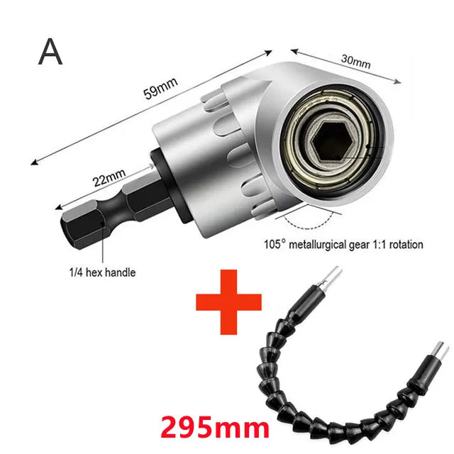 105 Degree Right Angle Drill Adapter Flexible Shaft Extension Bit for Screwdriver Hand Tools Magnetic Bit Socket Power Drill