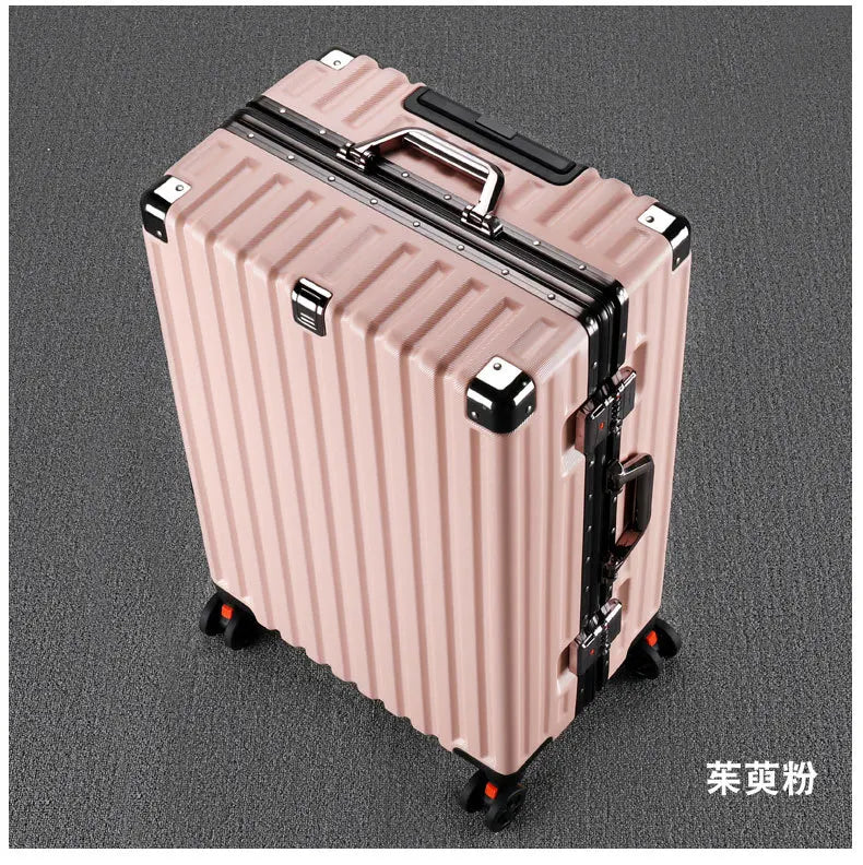 20inch 22inch 24inch 26inch Large Capacity Luggage Aluminum Frame Reinforced Anti-Collision Trolley Case Password Box Casual Suitcase Silent Wheel