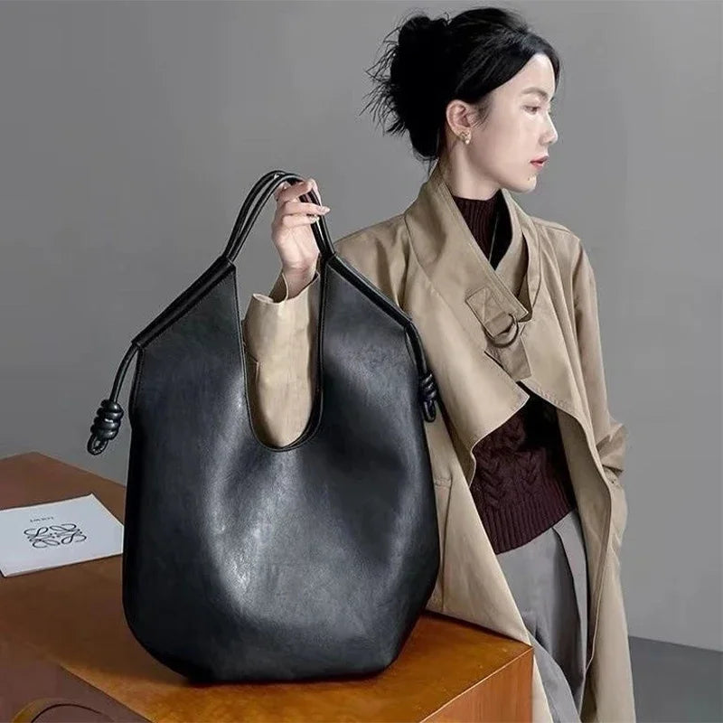 Brand Large Capacity Black Underarm Bag For Women Luxury Designer High Quality Soft Leather Handbag Niche Totes Cross Body Bag