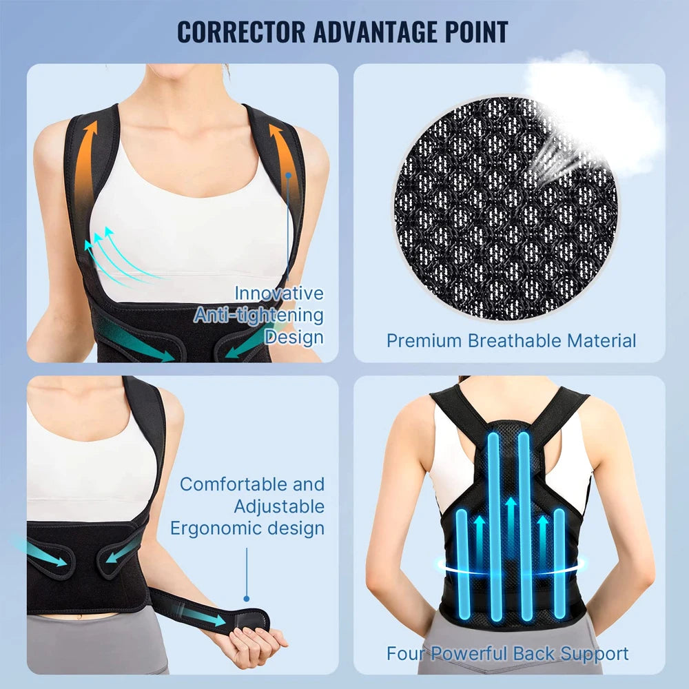 Back Brace Posture Corrector for Women & Men, Back Straightener Posture Corrector, Scoliosis and Hunchback Correction,Back Pain