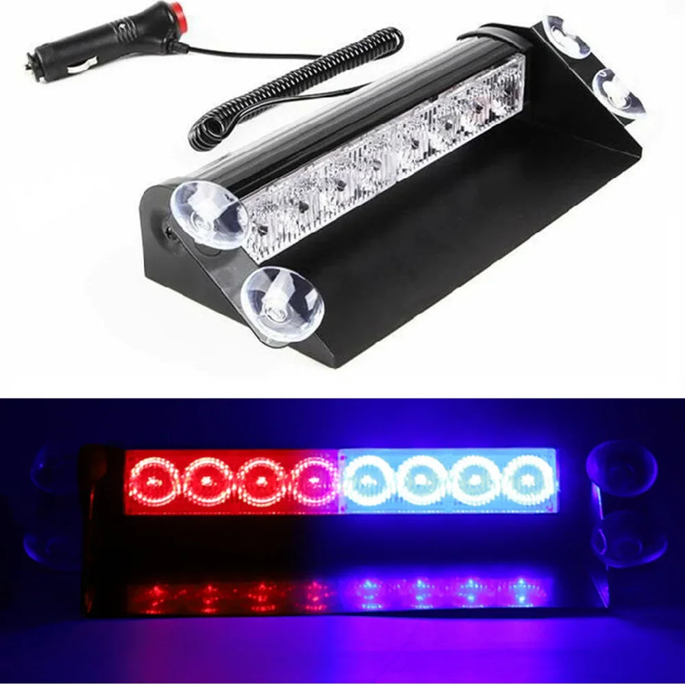 Car Flashing Police Lamps 12V LED Strobe Warning Lights DRL Day Running Interior Windshield Suction Truck Automotive Accessories