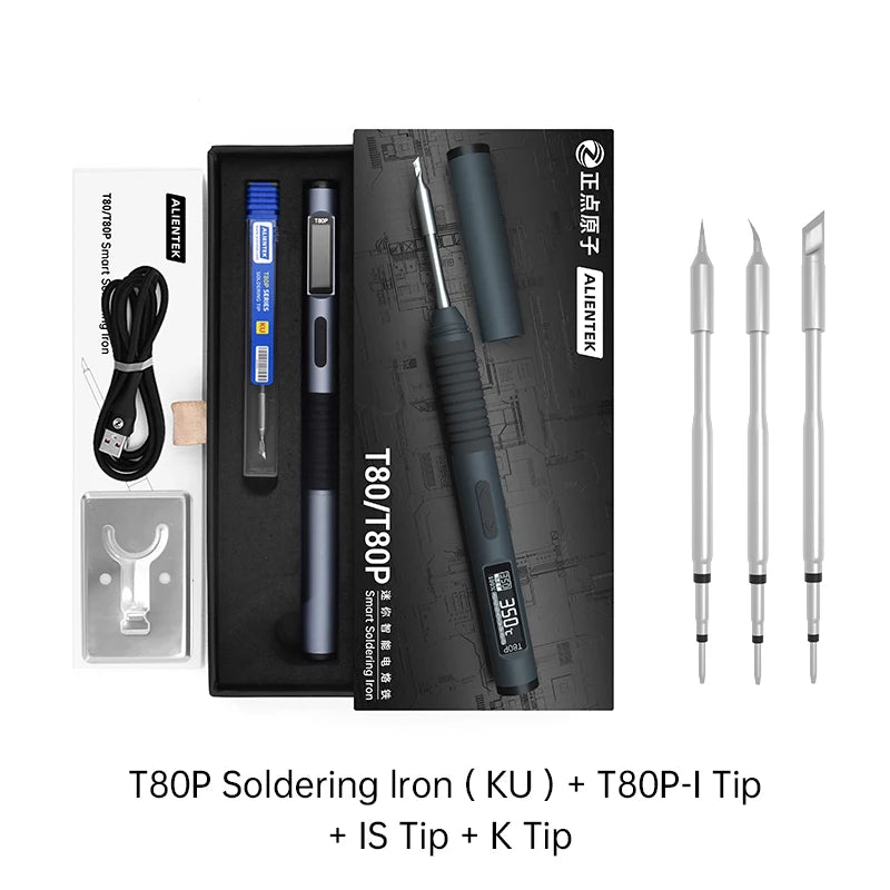 ALIENTEK T80 T80P Smart Soldering Iron PD 65W QC Adjustable Constant Temperature Portable Smart Soldering Iron Kit C245 Tools