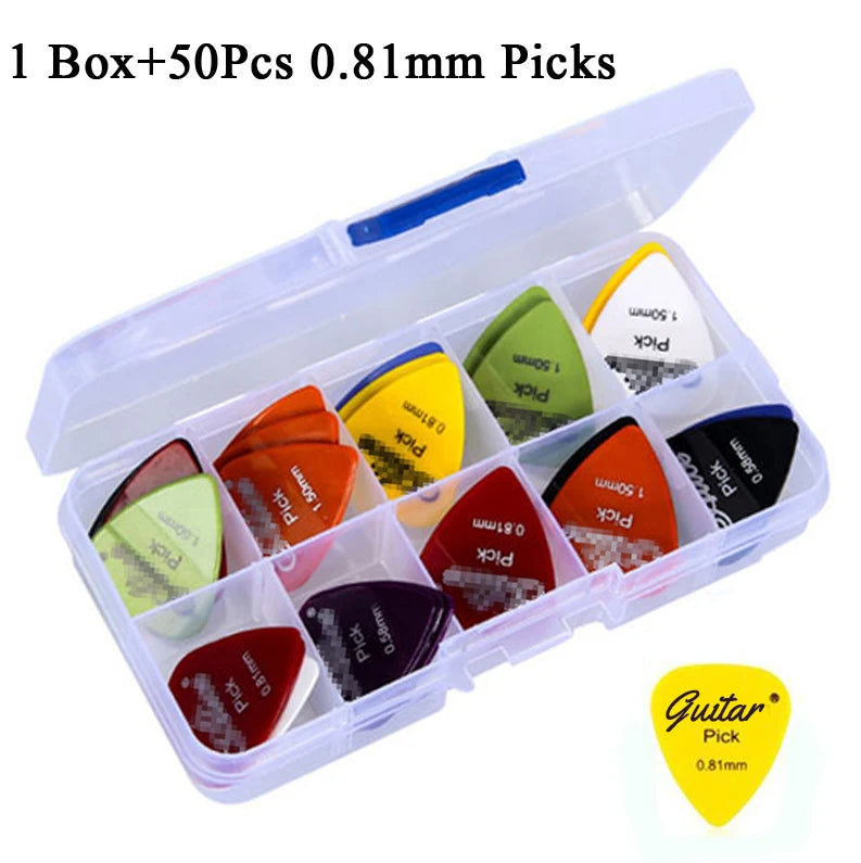 50Pcs/Set Electric Guitar Pick Acoustic Music Picks Plectrum 0.58/0.71/0.81/0.96/1.20/1.50mm Thickness Guitar Accessories GYH