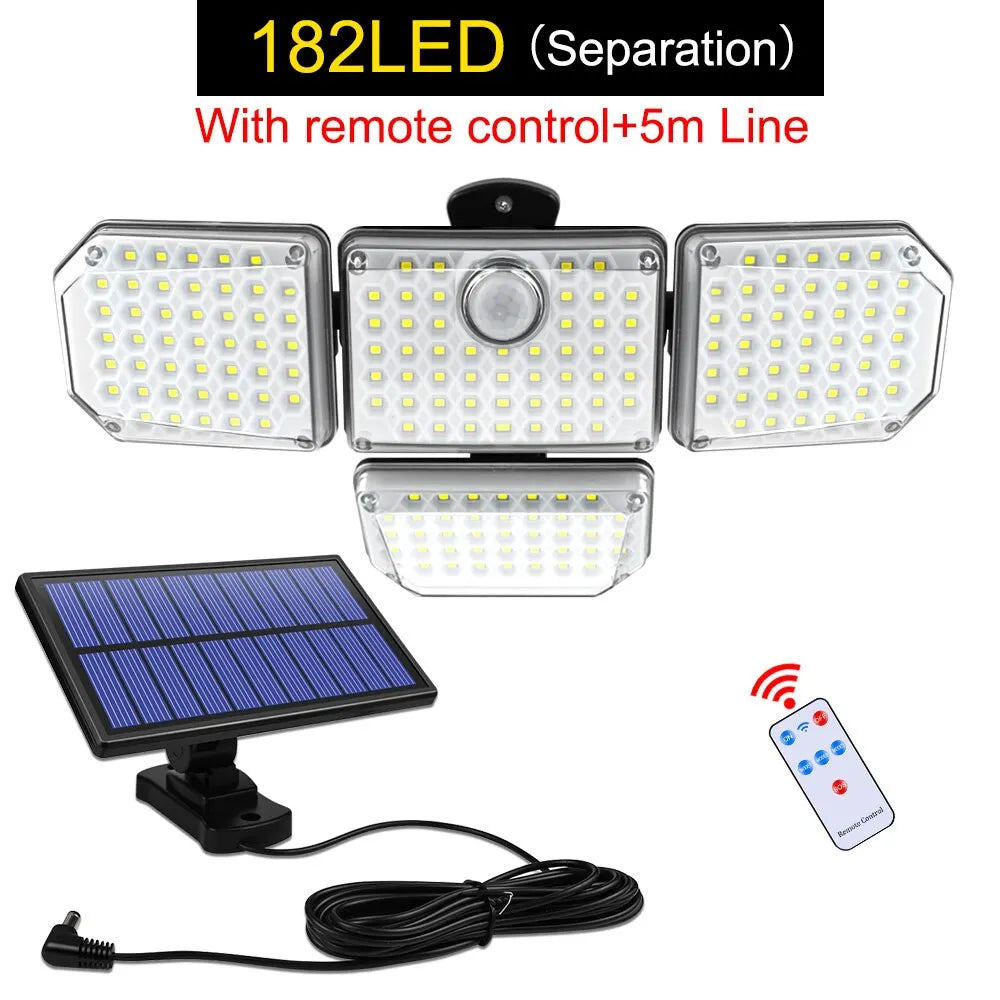 20w Solar Light 122/333led IP65 Waterproof Outdoor Indoor Solar Garden Lamp With Adjustable Head Wide Lighting Angle With 3 Mode