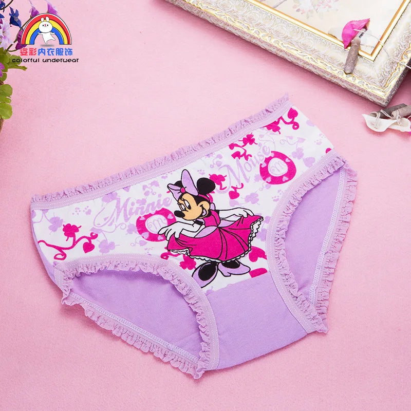 4 Pack Disney Mickey Mouse Children's Panties Classic Cute Minnie Mickey Mouse Cartoon Girls Cotton Briefs