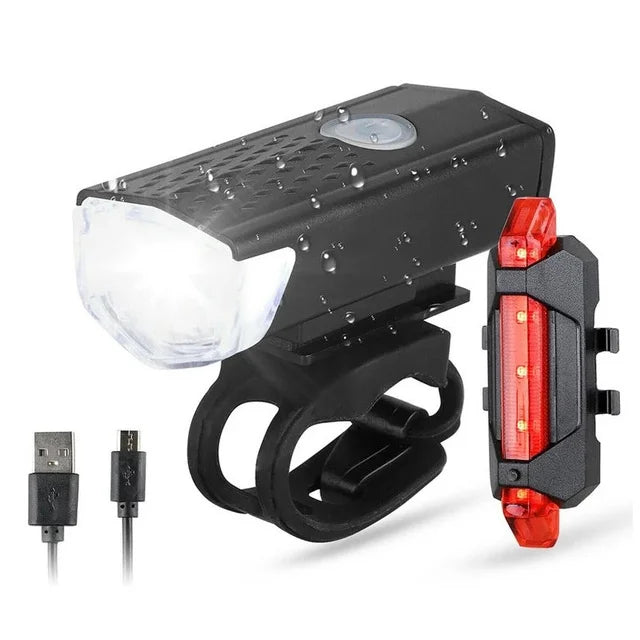 2218 Bike Light Set USB Rechargeable Front Light with Taillight Easy to Install 3 Modes Bicycle Accessories for the Bicycle