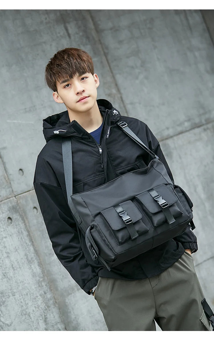 Casual Large Capacity Waterproof Messenger Shoulder Bag Men Crossbody School bag for Teenage Outdoor Man Black Big Travel Bags