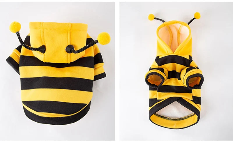 Bee Designer Dog Cat Cosplay Costume Funny Outfit Pet Hoodies Christmas Sweater Warm Coat for Small Dogs Cute Puppy Clothes