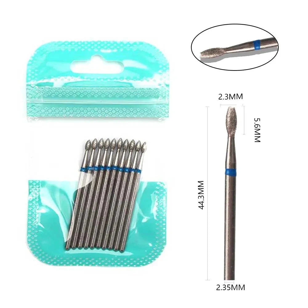 10pcs Diamond Milling Cutter Nail Drill Bits Set For Manicure Accessory Pedicure Eletric Machine Nail Bit Brush Burr Tools