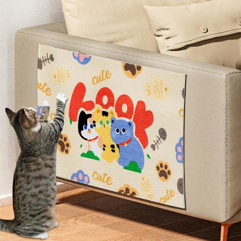 Cat Scratchers for Indoor Cats Cartoon Adhesive Scratching Pad Cute Scratching Board Wear-Resistant Scratching Mat for Grinding