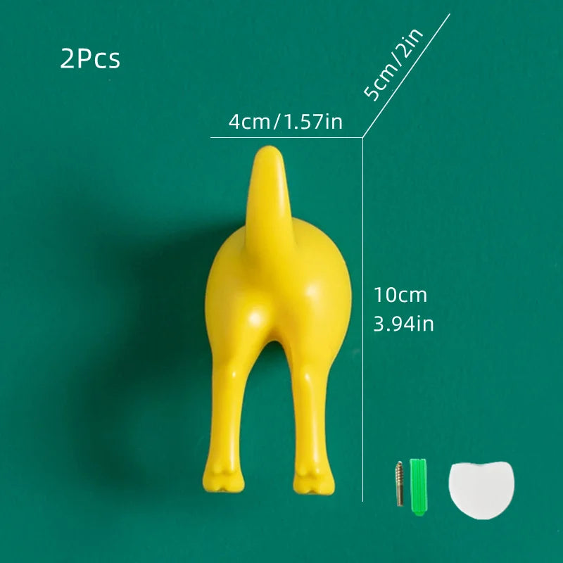 4Pcs Dog Tail Hooks Plastic Wall Hanger Key Holder Adhesive Cute Coat Hook Rack Decor for Bathroom Kitchen Room Home Accessories