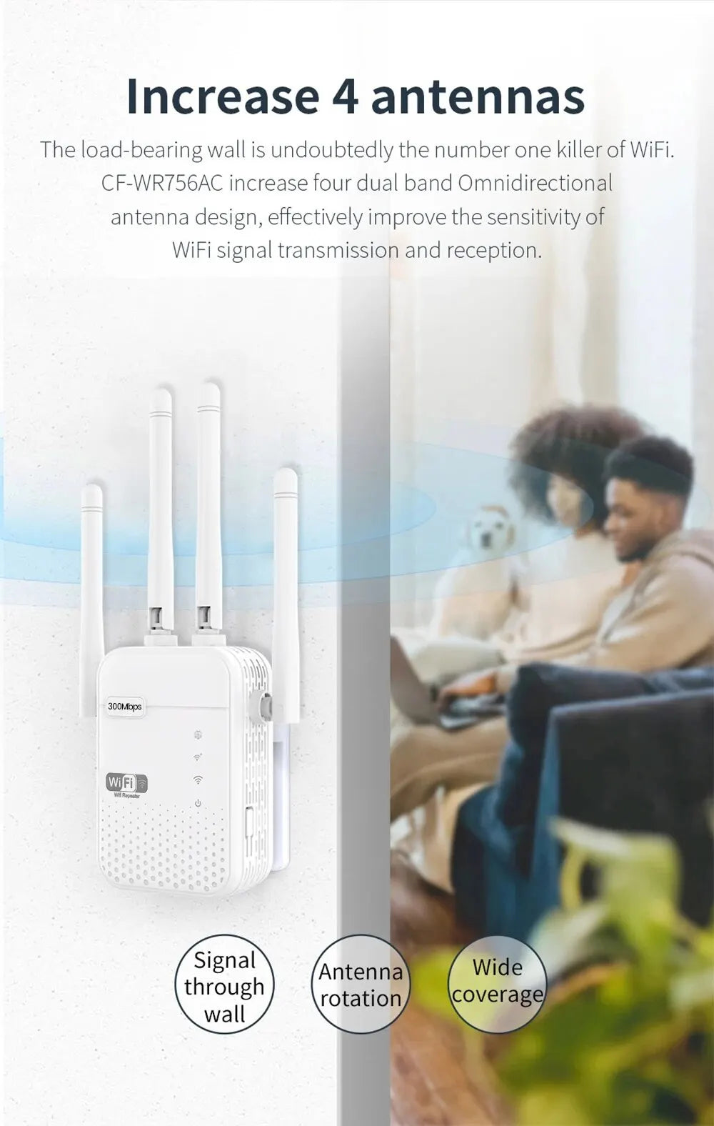 300Mbps Wireless WiFi Repeater 2.4G Signal Router 802.11N Long Range Wireless WiFi Extender Amplifier WIFI Booster