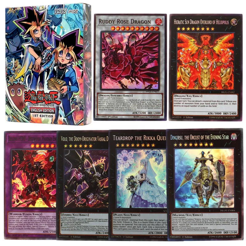 66-148PCS Yugioh Cards with Tin Box Yu Gi Oh Card English Holographic Golden Letter Duel Links Game Card Blue Eyes Exodia