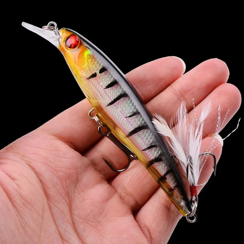 1PCS Laser Minnow Fishing Lure 11CM 13G pesca hooks fish wobbler tackle crankbait artificial japan hard bait swimbait