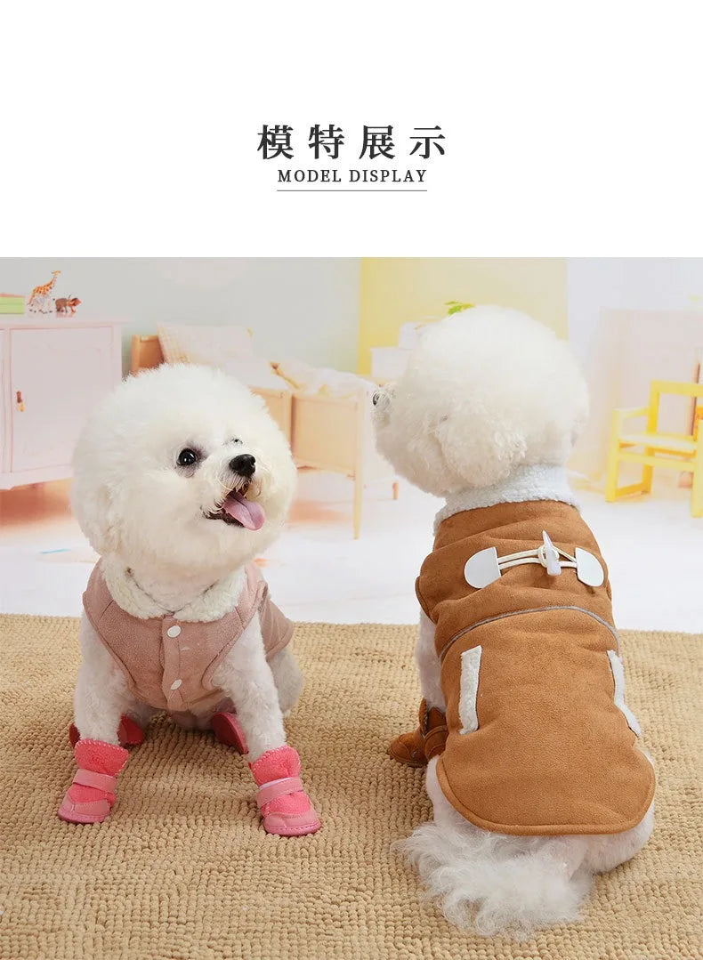 4pcs/set Pet Dog Shoes Winter Warm Shoes for Small Medium Dogs Anti-slip Puppy Rain Snow Boots Footwear Cat Dog Walking Sneakers