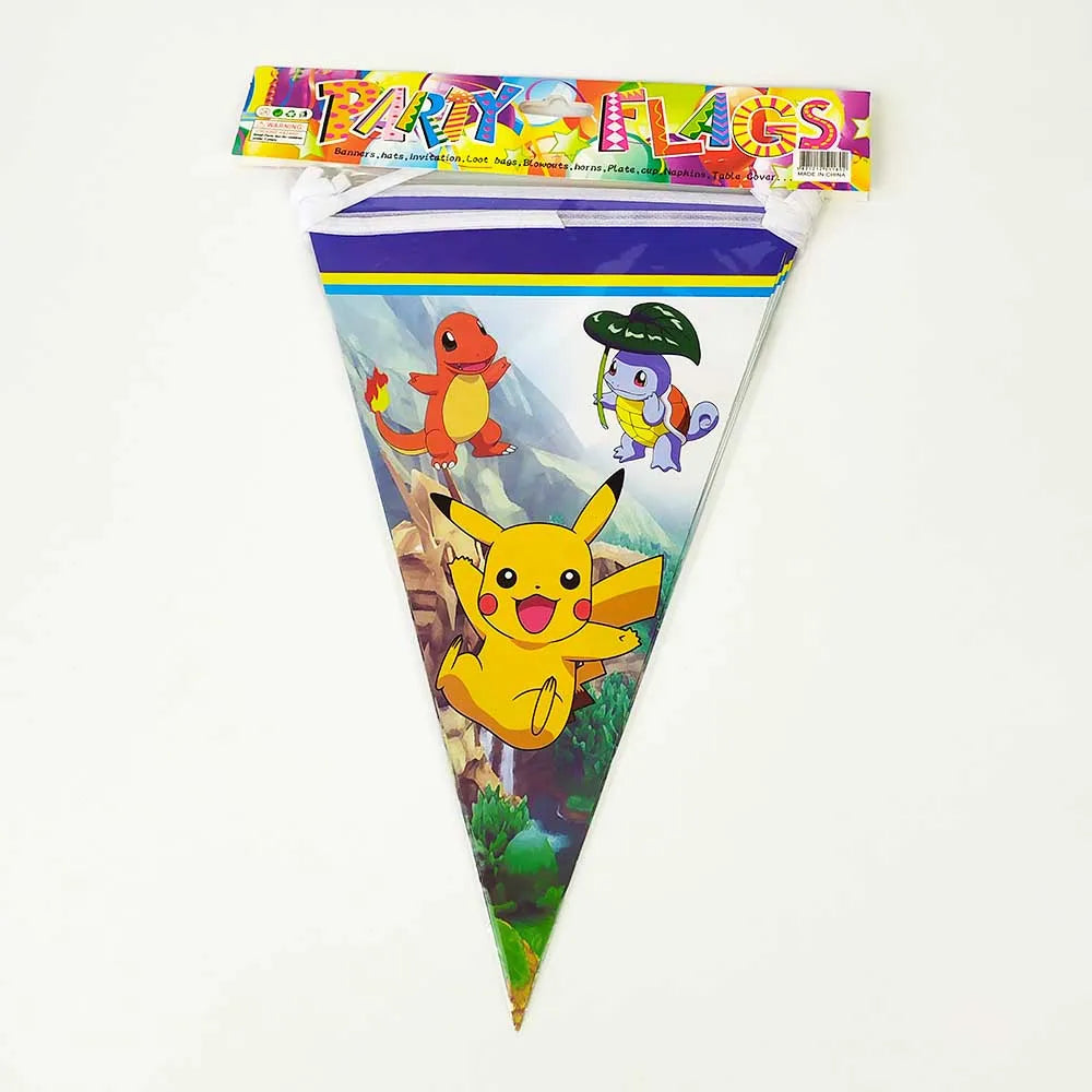 Cartoon Pikachu Theme Birthday Party Disposable Tableware Set Balloons Decorations Photo Props Background Pokemon Party Supplies