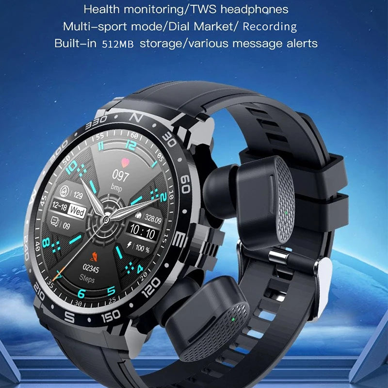 2024 NEW Headset Smart Watch TWS Two In One Wireless Bluetooth Dual Headset Call Health Blood Pressure Sport Music Smartwatch