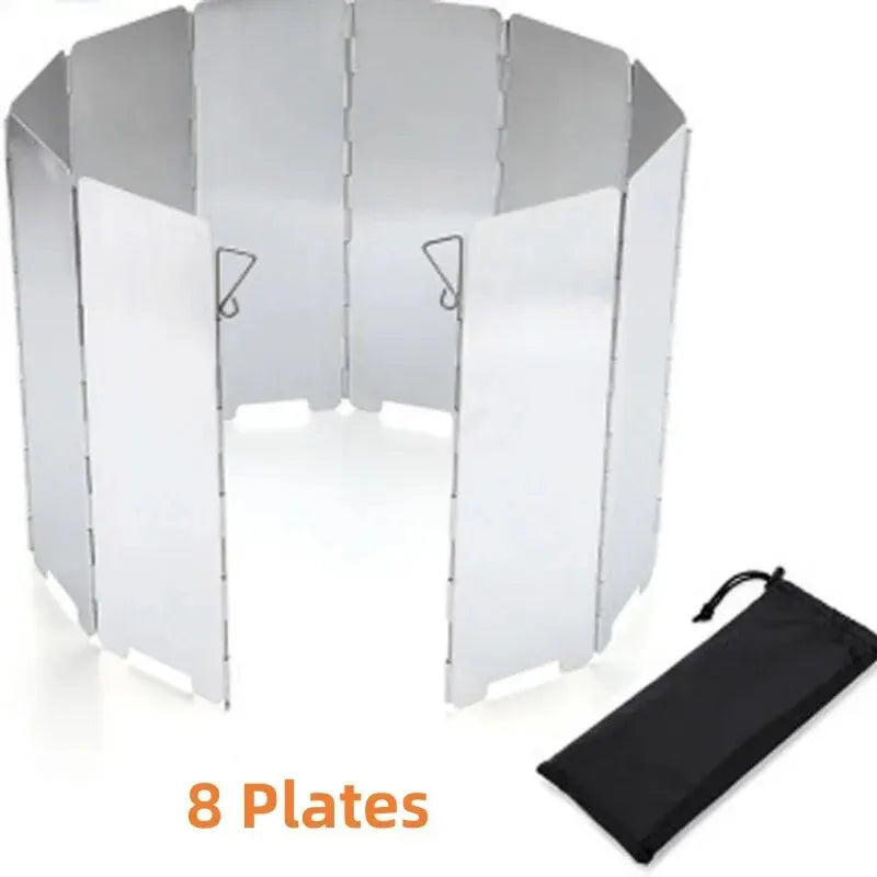 8 Plates / 10 Plates Aluminum Alloy Stove Windscreen, Ultralight Foldable Stove Windshield, Suitable For Outdoor Camping, Picnic