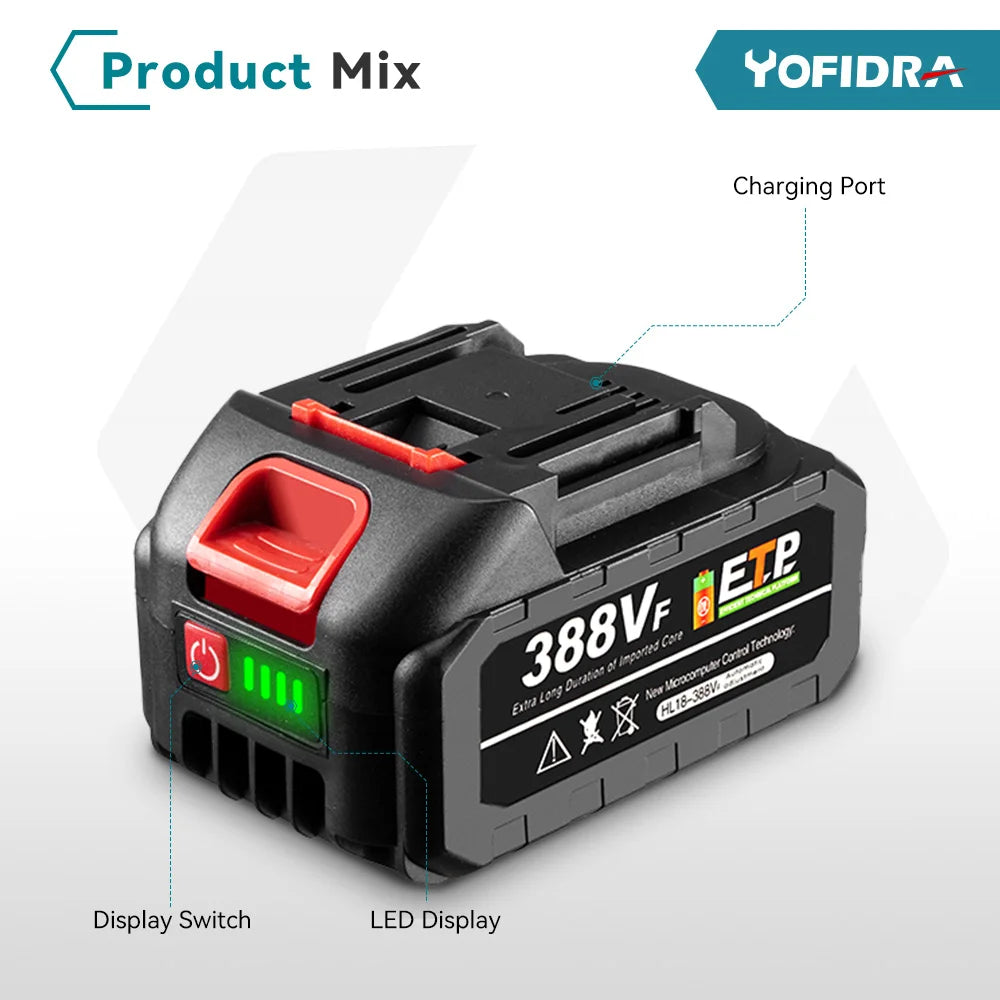 20V Rechargeable Lithium Battery EU Plug 15000mAh.928VF 22500mAh.Battery Capacity Indicator.for Chainsaw Electric Drill