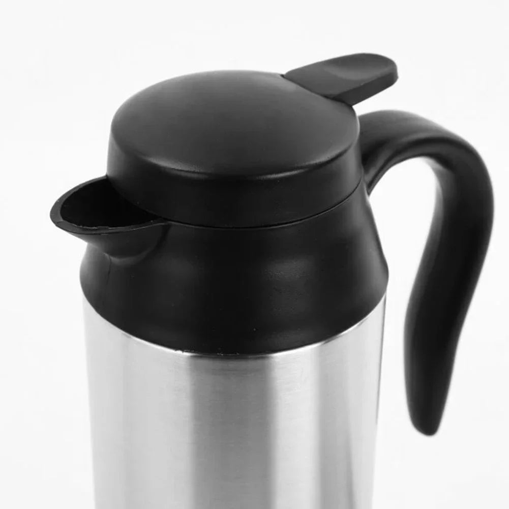 750ML Car Electric Heating Cup Kettle 12/24V Stainless Steel Water Heater Bottle for Tea Coffee Drinking Travel Truck Motorcycle