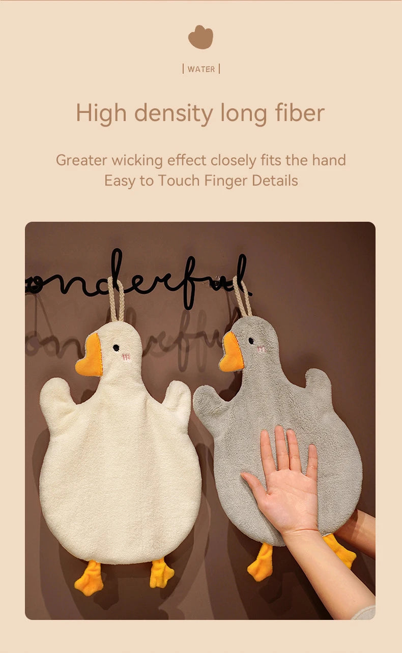 Cartoon Goose Hand Towel Kitchen Bathroom and Toilet Hand Towel Hanging Type with Super Water Absorption Quick Drying It Is Hard