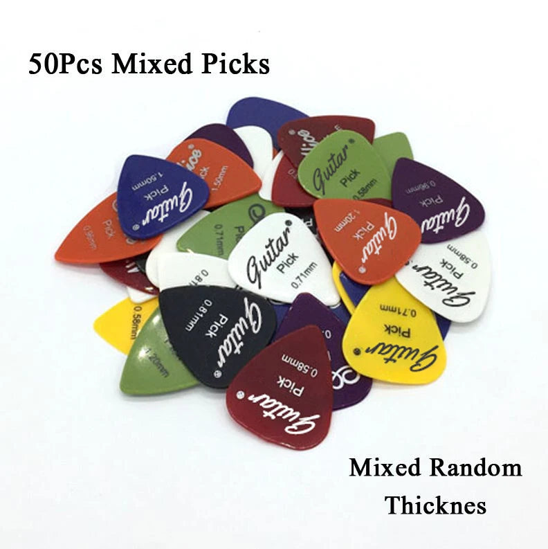 50Pcs/Set Electric Guitar Pick Acoustic Music Picks Plectrum 0.58/0.71/0.81/0.96/1.20/1.50mm Thickness Guitar Accessories GYH