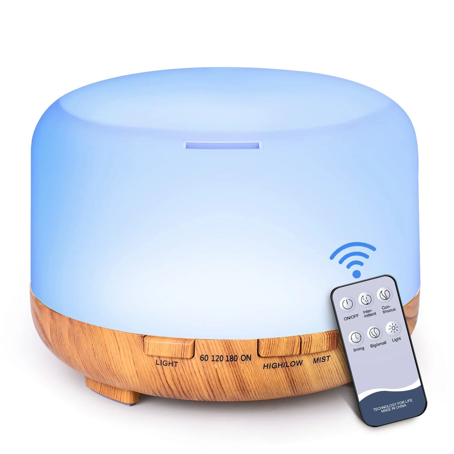 500ML Aroma Diffuser (Oils Optional), 5V 2A Essential Oil Aromatherapy Diffuser Humidifier with Remote Control  for Home Office