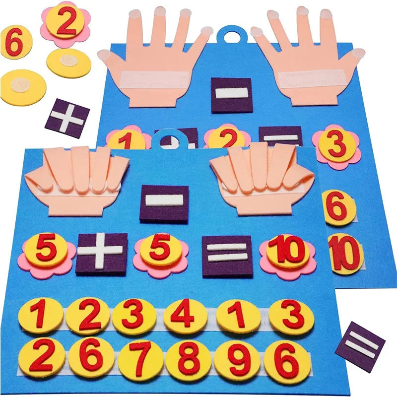 2PCS Kindergarten Felt Finger Math Busy Board Montessori Educational Learning Kids Toy Preschool Manipulatives for Classroom