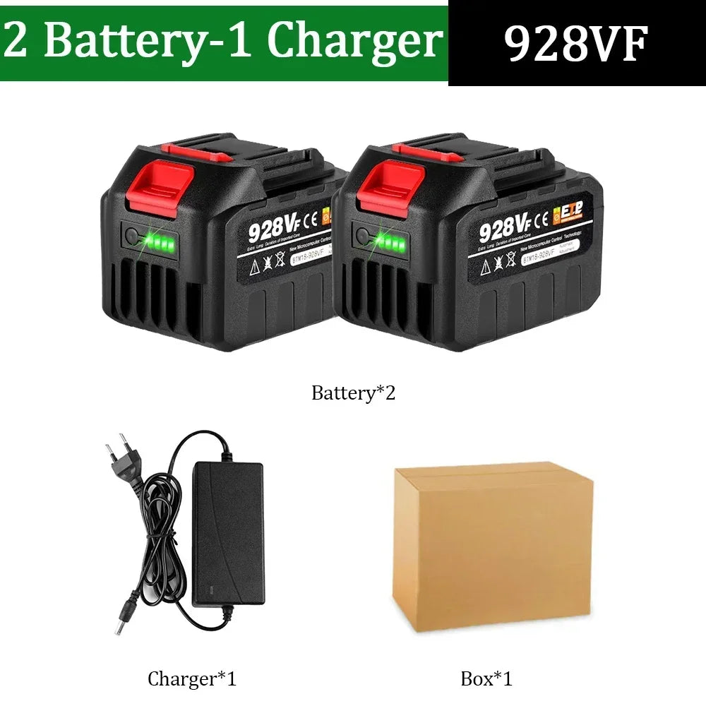 20V Rechargeable Lithium Battery EU Plug 15000mAh.928VF 22500mAh.Battery Capacity Indicator.for Chainsaw Electric Drill