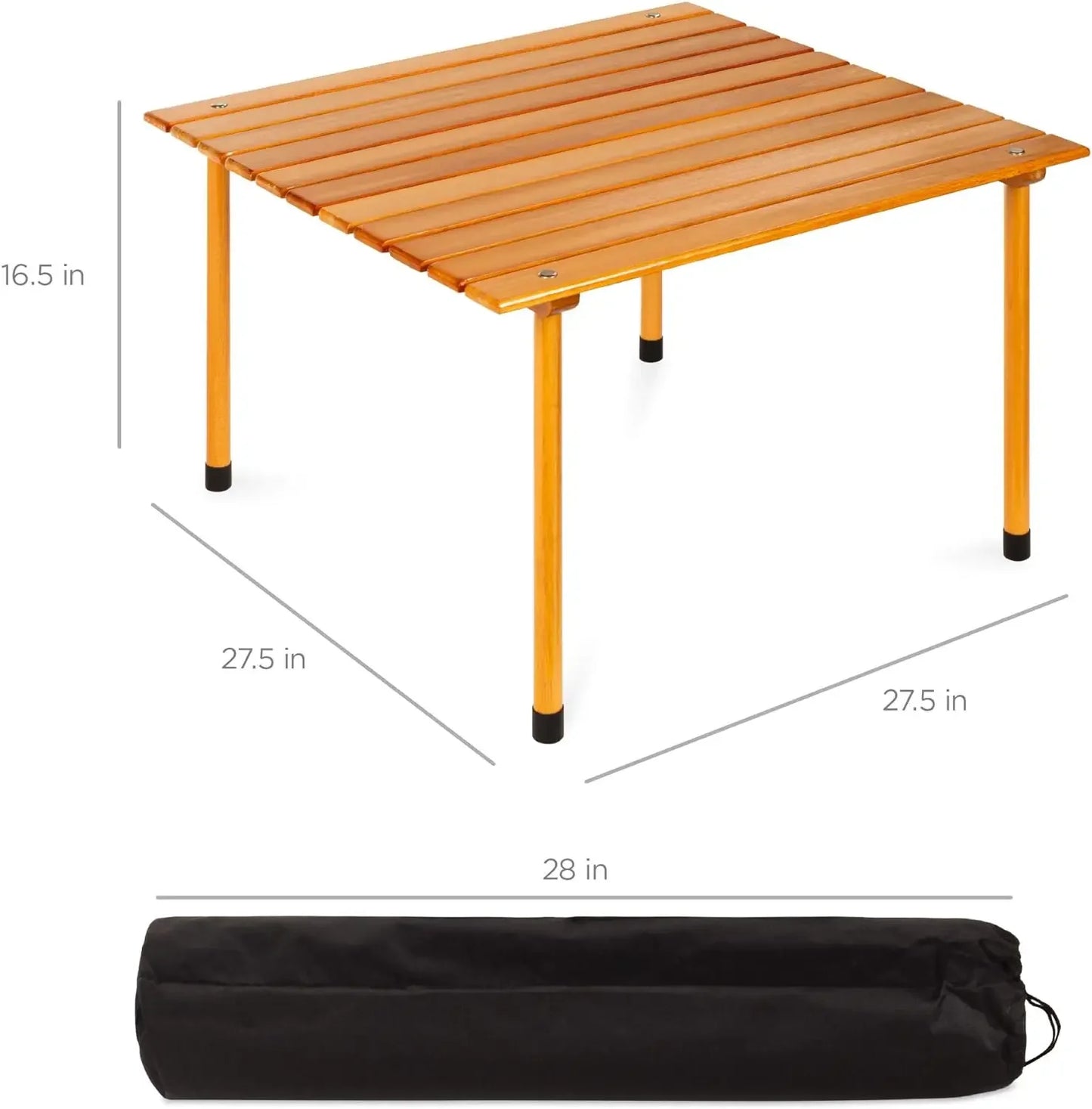 28x28in Foldable Indoor Outdoor All-Purpose Portable Wooden Table for Picnics, Camping, Beach, Tailgating, Patio, Kitchen