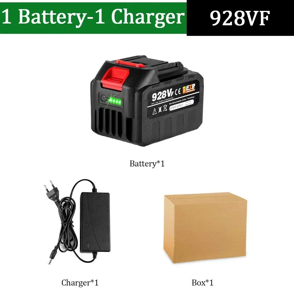 20V Rechargeable Lithium Battery EU Plug 15000mAh.928VF 22500mAh.Battery Capacity Indicator.for Chainsaw Electric Drill