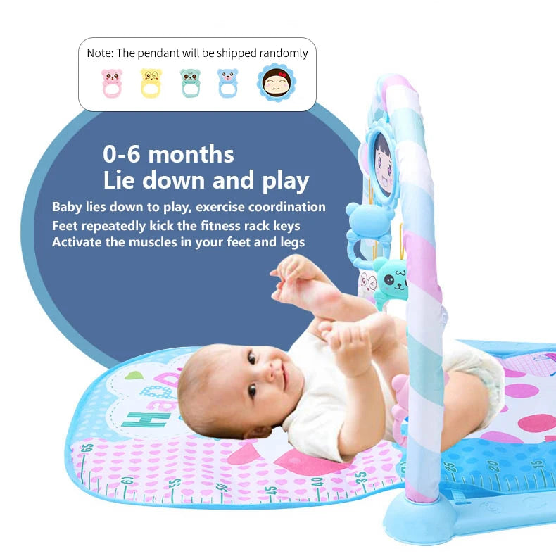 Baby toys Pedal Piano Toy Music Fitness Rack Newborn Fitness Equipment Game Mat Prone Time Activity Gymnastics Mat 0-1 Years Old