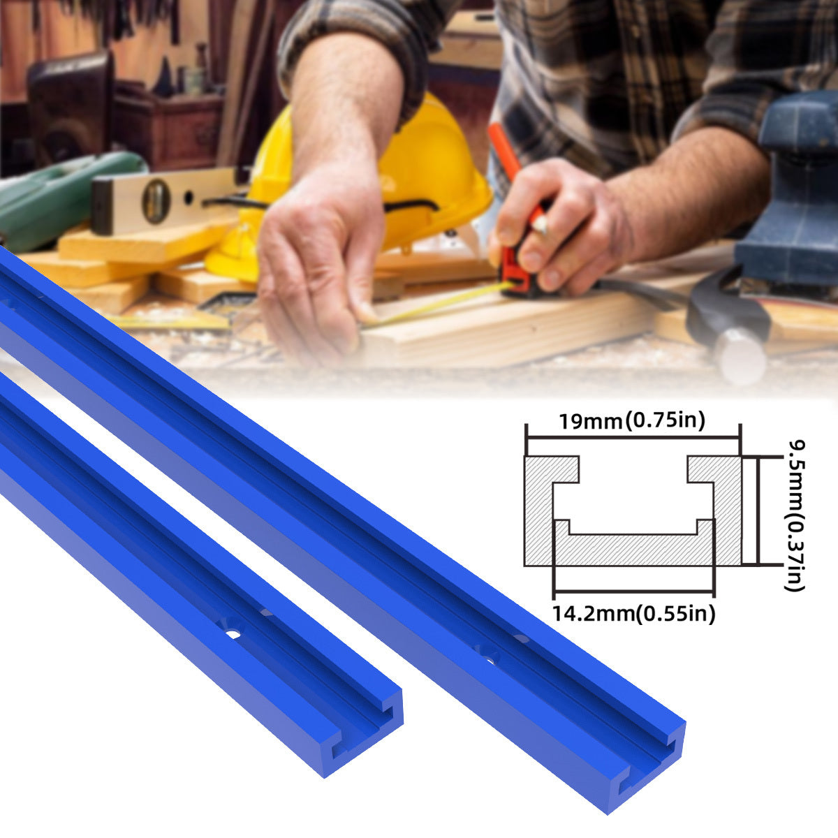 2Pc 500MM Double-Cut Profile T Track with Predrilled Mounting Holes For Table Saw Router Table Woodworking Tool