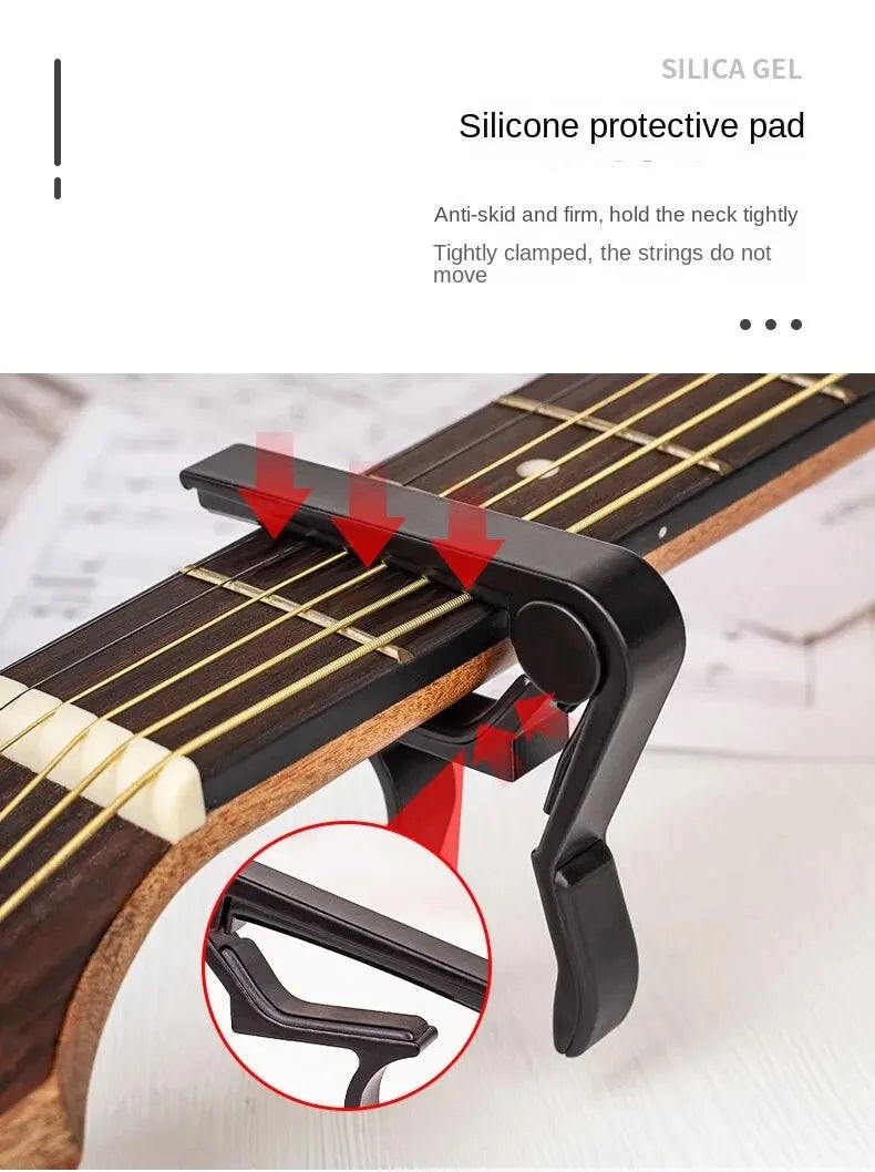 7pcs Guitar Capo for Acoustic And Electric Guitars With 5 Picks for Free And 1 Holder,Black; Silver