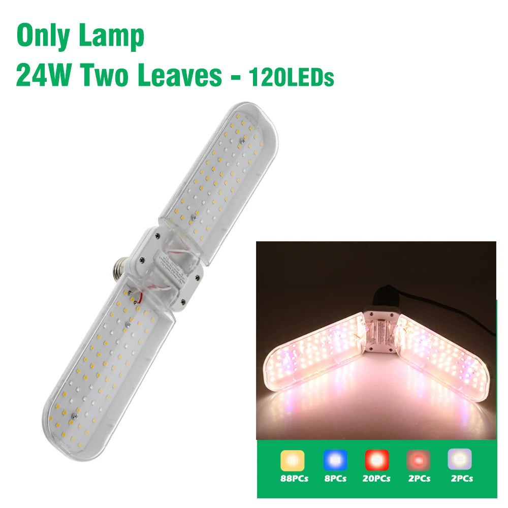 24W 36W 48W Foldable LED Grow Light Full Spectrum E27 Plant Growing Light Phytolamp Bulb For Indoor Plants Flower Seedling