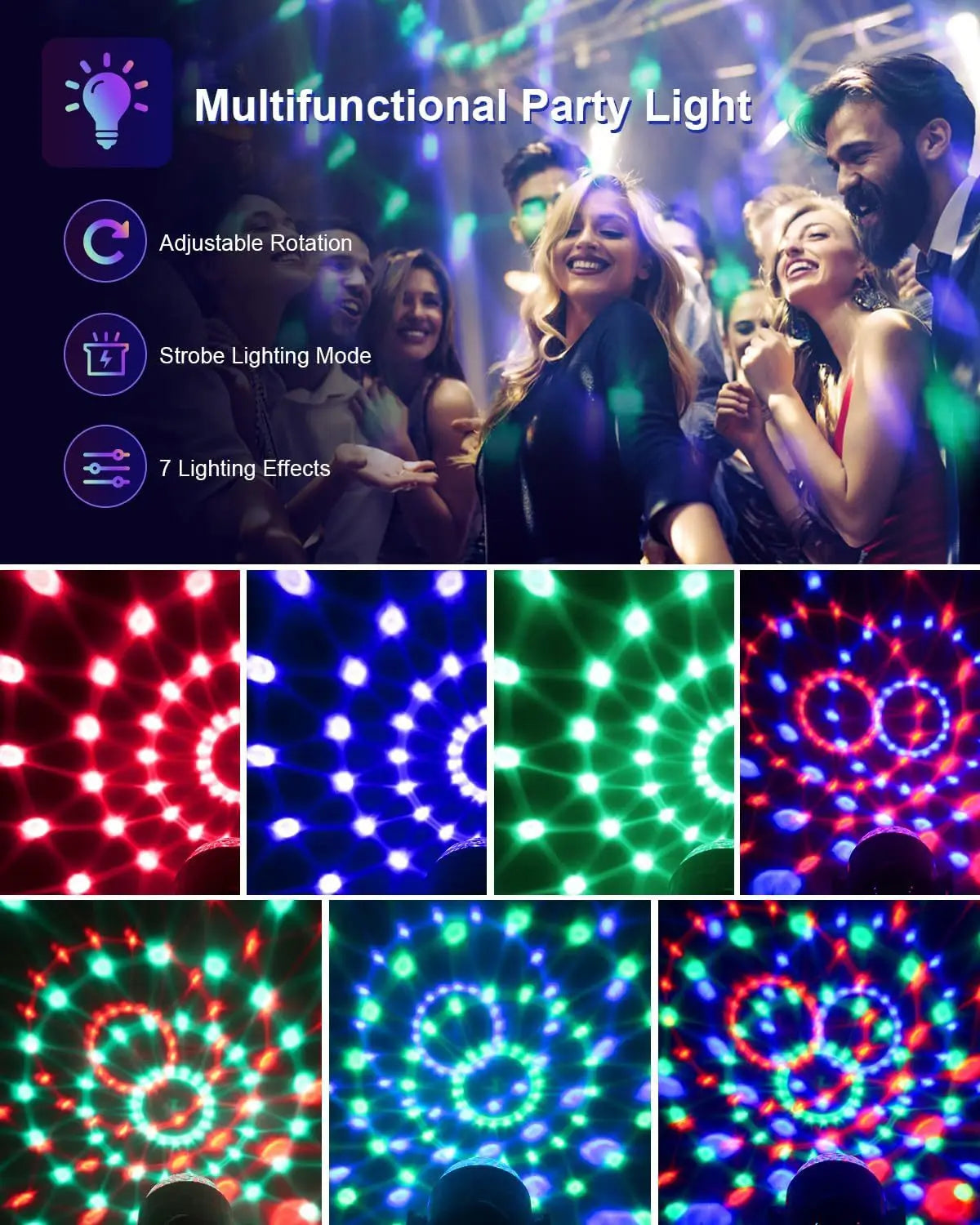 1-4Pcs Aalternating fFashing Light Stage Lamp with Remote Control EU Disco Ball Lamps for Home Room Parties Birthday Wedding Bar