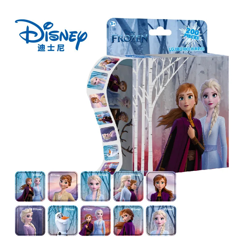 200 Sheets/Box Disney Cartoon Pull Out Stickers Princess Frozen Mickey Mouse Minnie Sticker Girl Boy Teacher Reward Toys Gift