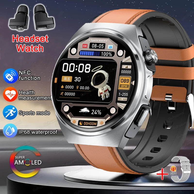 2024 New Smart Watch TWS Headset Two In One Wireless Bluetooth Dual Earbuds Call Health Monitor Sport Tracker NFC Smartwatch man