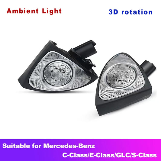 Car Ambient Light  For Mercedes-Benz C-Class E-Class S-Class GLC 64 Colors 3D Rotating Tweeter Luminous Speaker Car Accessories