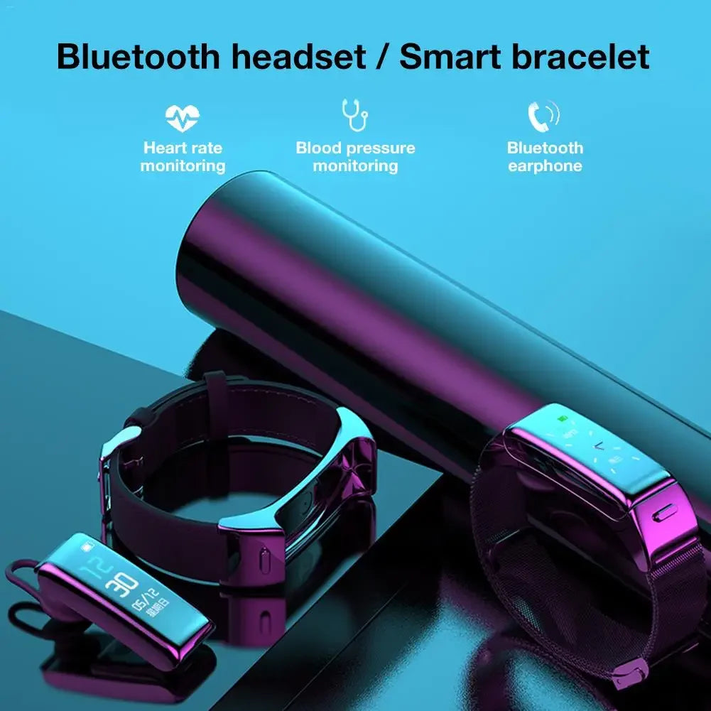 B6 Inch Wireless Bluetooths Headset Two In One Call Listen Music Blood Pressure Heart Rate Health Monitoring Step Counter Smart