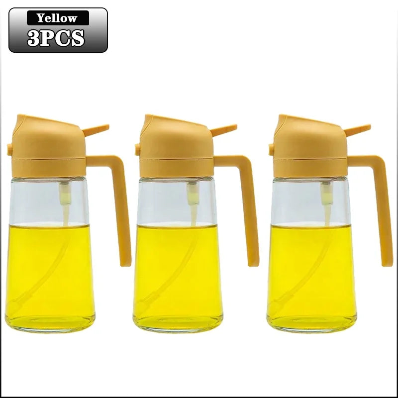 2in1 500ml Glass Spray Oil Sprayer Bottle Spray Oil Dispenser Oil Jar Cruet BBQ Kitchen Baking Roasting Picnic Kitchen Tool